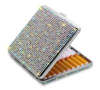 éTui à Cigarettes, BoîTe à Cigarettes En Strass En Cristal éTincelant BoîTe à Cigarettes Portable Accessoires Pour Fumeurs En MéTal BoîTe De Rangement Pour Tabac,AB