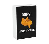 Étui à cigarettes chat « Oops Don't Care », ouverture facile d'une seule main, format poche, 20 cigarettes.