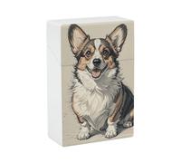 Étui à cigarettes Corgi dessiné à la main - Boîte à cigarettes portable légère pour voyage en plastique étanche - Boîte de rangement de poche pour 20 cigarettes