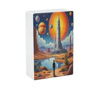 Étui à cigarettes Cosmic Rocket Monolith, étanche, capacité 20 cigarettes - Fermeture à ressort, ouverture d'une seule main, en plastique, pour femmes et hommes