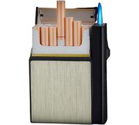Étui à Cigarettes Créatif avec Briquet Séparable Design Portable 20pcs King Size Cigarettes Box Holder Métal Coupe-Vent Jet Flame, Gold