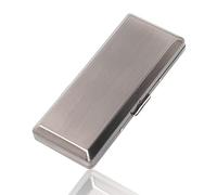 Étui à cigarettes élégant et simple en métal pour homme et femme pouvant contenir des cigarettes de 10 100 mm (10 pcs 100mm, Gris argente)