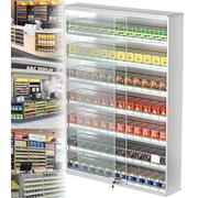 Étui à cigarettes en alliage d'aluminium, support mural avec porte coulissante en verre trempé, 4 couches, 13 colonnes avec serrure et clé, poussoir à cigarettes inclus