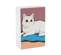 Étui à cigarettes en forme de chat blanc - Petit étui de rangement pour briquet - Boîte de rangement élégante pour cigarettes - Accessoires pour homme et femme