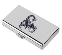 Étui à cigarettes en métal élégant/portefeuille carte de visite avec icône scorpion, multifonctionnel et portable, de haute qualité et durable, peut contenir 12 cigarettes 100mm (12pcs 100's)