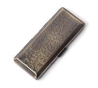 Étui à cigarettes en métal - Pour homme et femme - Pince à ressort double face - Peut contenir 10 cigarettes de 100 mm (bronze)