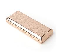 Étui à cigarettes en métal - Pour homme et femme - Pince à ressort double face - Peut contenir 10 cigarettes de 100 mm (Doré)