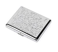 Étui à cigarettes en métal vintage - Étui à cigarettes à clip à ressort ouvert double face pour cigarettes 18-20 100 mm (Silver)