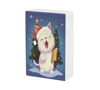 Étui à cigarettes en plastique avec motif chat mignon chantant des chants de Noël, capacité 20 cigarettes, étanche - Fermeture à ressort facile d'une seule main - Convient aux femmes et aux hommes