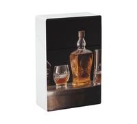Étui à cigarettes en plastique avec motifs whisky et bière, étanche, résistant aux chocs, portable, cadeau original pour hommes et femmes.