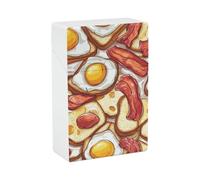 Étui à cigarettes en plastique pour petit-déjeuner, bacon, œufs et toasts. Boîte à cigarettes à rabat.