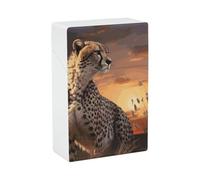 Étui à cigarettes étanche - Capacité de 20 cigarettes King Size Guépard regardant sur la savane avec support de cigarettes coucher de soleil - Étui portable pour homme/femme