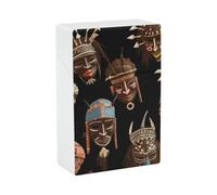 Étui à cigarettes ethnique tribal africain, à ouverture facile d'une seule main grâce à son système de fermeture à ressort. Boîte à cigarettes de voyage en plastique pour hommes et femmes.