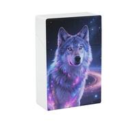 Étui à cigarettes Galaxy Wolf en plastique rigide fin à rabat pour cigarettes de 18 à 20 - Étui réutilisable pour cigarettes de très grand format - Pour homme et femme