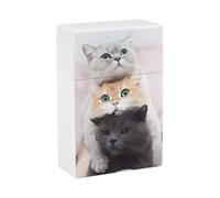 Étui à cigarettes motif chats King Size 85 mm 20 capacités Push to Open étanche pour homme et femme Étui à cigarettes de poche vintage