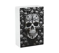 Étui à cigarettes motif crânes noir et blanc - Étui à cigarettes petit briquet boîte de rangement élégante pour cigarettes pour homme et femme