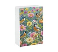 Étui à cigarettes motif jardin avec oiseaux et fleurs - Porte-cigarettes - Petit briquet - Boîte de rangement élégante pour cigarettes - Accessoires pour homme et femme