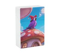 Étui à cigarettes Parrot violet - Boîte à cigarettes portable légère pour voyage en plastique étanche, format de poche pour 20 cigarettes