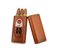 Étui à cigarettes personnalisé en cuir gravé avec cutter en acier inoxydable pour homme, mari, petit ami, papa, Noël, Saint-Valentin, cadeau, marron, Personnalisable
