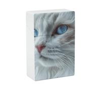 Étui à cigarettes portable avec motif chat aux yeux bleus et étuis à cigarettes durables et distributeurs