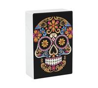 Étui à cigarettes portable étanche en plastique de taille normale avec motif tête de mort dessinée à la main pour homme et femme