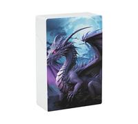 Étui à cigarettes portable léger en plastique étanche pour 20 cigarettes Motif dragon violet et lune