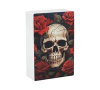 Étui à cigarettes tête de mort rose rouge, format King Size (85 mm), capacité de 20 cigarettes, léger et étanche, pour hommes et femmes. Ouverture par simple pression. Accessoire amusant pour sac à ma