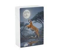 Étui à cigarettes Tiger Moon - Boîte à cigarettes résistante aux chocs et à l'eau, étui en plastique rigide avec porte-cigarettes élé et porte-briquet - Cadeau pour hommes et femmes