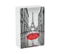 Étui à cigarettes - Tour Eiffel, Paris, parapluie rouge, boîte à cigarettes résistante aux chocs et à l'eau, en plastique rigide, étui à cigarettes élé avec porte-briquet, cadeau pour hommes et