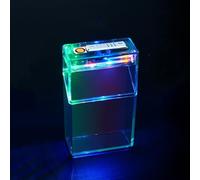 Étui à cigarettes transparent, allume-cigare intégré 2 en 1, lumière d'ambiance LED colorée, grande capacité for contenir 20 cigarettes, design étanche élégant, adapté au camping, à l'extérieur, aux c