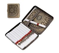Étui à cigarettes vintage en métal sculpté avec boussole, capacité de 20 cigarettes, avec pince à ressort double face, pour femmes et hommes, 9, 4 x 8, 1 cm, étui en métal, boîte cig
