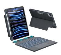 Étui à clavier avec porte-crayon pour iPad 10,9/11" Air 4e/5e génération et Pro 11 1ère/2e/3e/4e génération (2018, 2020, 2021, 2022) - Clavier rétroéclairé amovible avec béquille, pavé tactile combiné