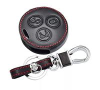 Étui à clés de Voiture en Cuir 3 Boutons Porte-clés Coque de Couverture de télécommande pour Mercedes Benz Smart Fortwo W450 Roadster W452 2004 2005 2006