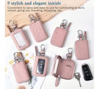 Étui à clés de voiture en cuir personnalisé, porte-télécommande, porte-clés, adapté aux hommes et aux femmes, nom initial personnalisable, cadeaux pour femmes, mini portefeuille A,B,C,D,E,F,H,I,K,Y,N,