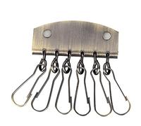 Étui à Clés en Cuir, 6 Crochets avec Clip de Fermeture, Organisateur de Porte-clés, Pochette de Rangement, Bronze