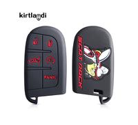 Étui à clés noir (rouge BTN) 1 pièce, pour Jeep Cherokee Compass S Renegade Grand Commander pour Dodge