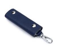 Étui À Clés Pour Hommes En Cuir Véritable Porte-Clés Porte-Clés Crochet En Métal Mini Clés De Ménage Portefeuille.Bleu.