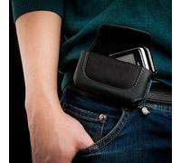 Étui à Clip Horizontal en Cuir Noir Compatible avec Doro Phone Easy 334 626 612 410 622 | Samsung E2550 C3050 J700 Sony Ericsson Xperia Mini-Pro / X10 Mini | Téléphone Case Cover Skin Pouch Wallet