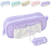 Étui à crayon avec des stylos à plumes Posy Rosy, comptage de la série d'étoiles de grande capacité Cas à crayon, boîtiers de crayon, porte-cordon de poche de poche esthétique mignonne (Purple)