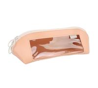 Étui à Crayon en Cuir, Mignon Visible de Grande capacité esthétique Big Cray Pouch de Crayon Small Makeup Sac pour Sac à Main en Cuir Pouche pour Le Bureau de l'école Homme Homme (Rose)