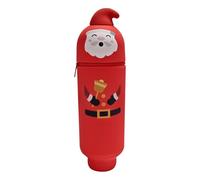 Étui à crayon vertical - sac à crayon rétractable du Père Noël 118G, porte-stylo à thème de Noël mignon avec fermeture à glissière et rangement extensible | Parfait pour les accessoires d'étudiant ens