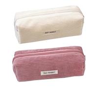 Étui à Crayons en Velours Côtelé 2 Pièces Style Bâclé D'École Pour Adolescentes, Filles et Enfants