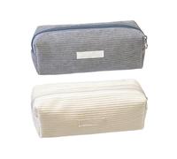 Étui À Crayons En Velours Côtelé, Simple De Couleur Unie, À Fermeture Éclair, Sac De Rangement De Fournitures Scolaires Polyvalent