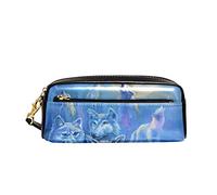 Étui À Crayons Les Loups Se Dirigent vers La Lune dans Une Froide Nuit d'hiver Trousse À Maquillage Robuste Sac À Crayons Anti-Salissant Sac Porte-Stylo pour Garçons Étudiants Adulte