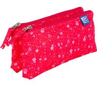 Étui à crayons Oxford floral rose foncé à double sachet