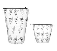 Étui À Crayons Rétractable Alphabet Des Signes Trousse Scolaire Avec Fermeture Éclair Portable Porte-Crayons, Pour Femmes, Adultes, Filles