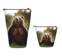 Étui À Crayons Rétractable Salut L'Ours, Assieds-Toi Sur La Pelouse Trousse De Maquillage Portable Durable Étui À Stylo, Pour Fournitures De Bureau, D'École, Filles