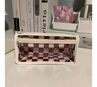 Étui À Crayons Transparent En Toile Facile À Prendre,Grande Capacité,Damier Rouge Et Blanc,Accessoires De Confrontation #B