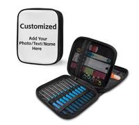 Étui à crochet personnalisé pour le rangement - Ajoutez votre propre image - Sac de projet pour femme - Trousse à aiguilles à coudre - Kit de crochet pour débutants - Outils de tricot