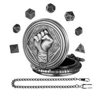 Étui à dés en métal, Porte-Poche à dés, Modèle de Poing de Jeu de dés de Montre de Poche, Accessoires de Montre de Poche Vintage, dés en métal avec Coque de Montre de Poche pour RPG